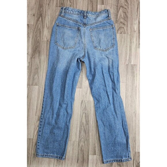 Vanilla Star Juniors Size 3 Distressed Straight Leg Button Fly Denim Blue Jeans - Picture 2 of 12